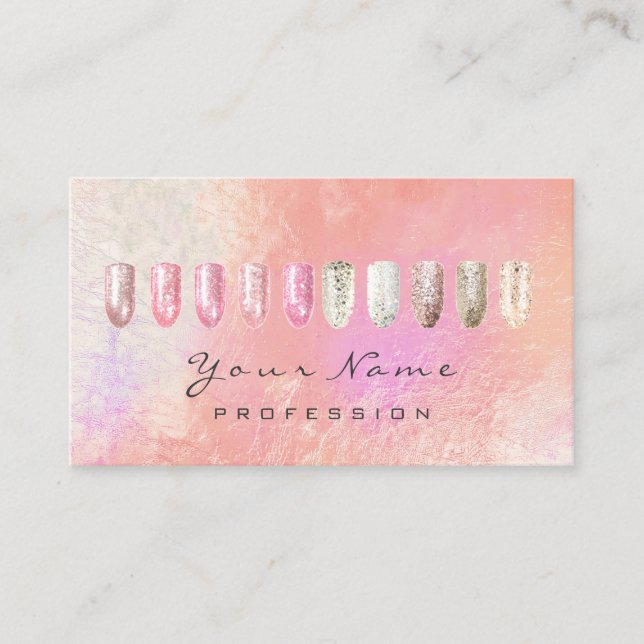 Carte De Visite Clous Artiste Beauté Parties scintillant Rose rose (Devant)