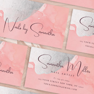 Carte De Visite Clous d'aquarelle argent moderne