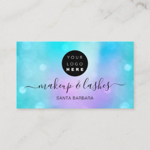 Carte De Visite Clous de maquillage de logos bleu pâle Holographi