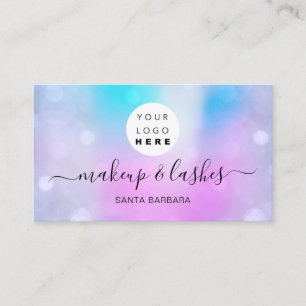 Carte De Visite Clous de maquillage du logo rose pâle Holographiq