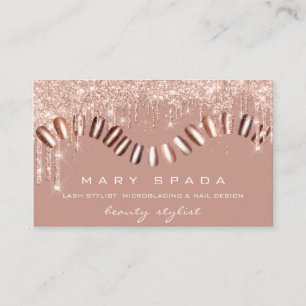 Carte De Visite Clous de maquillage Styliste Manicure Rose Gold Dr