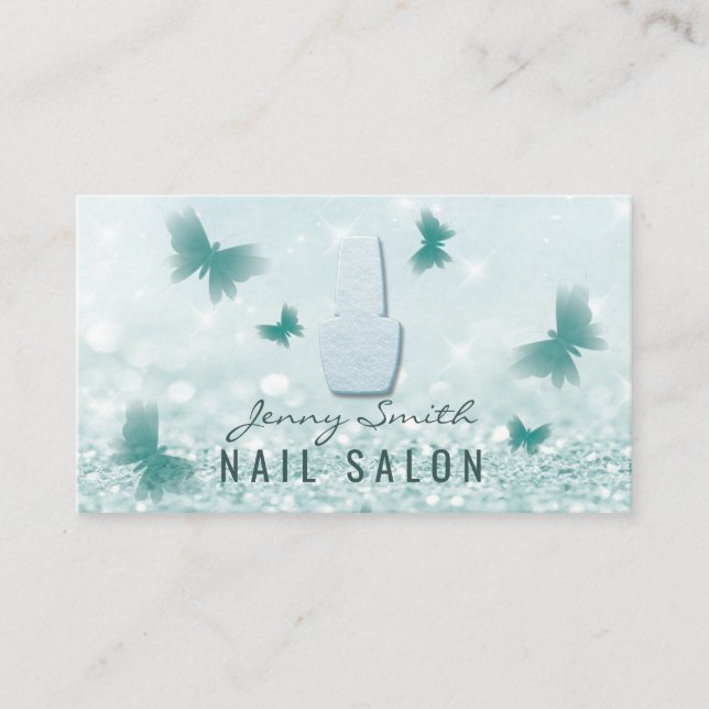 Carte De Visite Clous de papillon bokeh modernes et élégants (Devant)