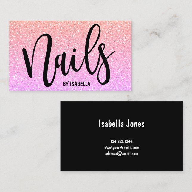 Carte De Visite Clous de parties scintillant lumineuses et lumineu (Devant / Derrière)
