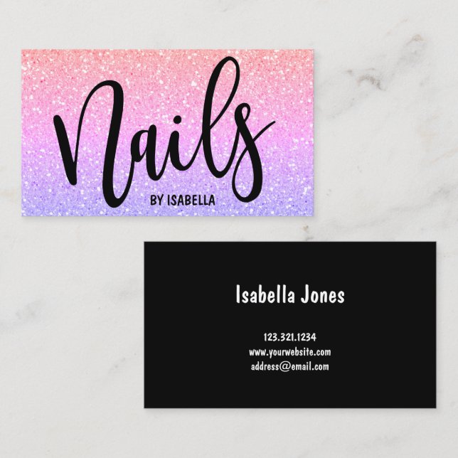 Carte De Visite Clous de parties scintillant lumineuses et lumineu (Devant / Derrière)