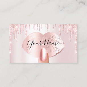 Carte De Visite Clous Manicure Maquillage Artiste Rose Lèvres Blus
