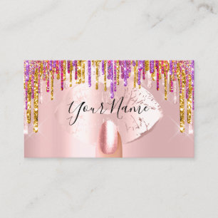 Carte De Visite Clous Manicure Maquillage Artiste Rose Lèvres Or