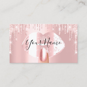 Carte De Visite Clous Maquillage Artiste Rose Drips Kiss Lips Rose