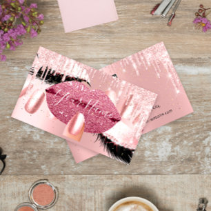 Carte De Visite Clous Maquillage Artiste Rose Kiss Lip Lash QRCODE
