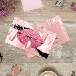 Carte De Visite Clous Maquillage Artiste Rose Kiss Lip Lash QRCODE