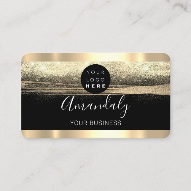 Carte De Visite Clous maquillage Stylist Gold Black Logo personnal (Devant)