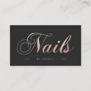Carte De Visite Clous Script Calligraphie Rose Parties scintillant
