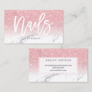 Carte De Visite Clous typographie parties scintillant rose marbre