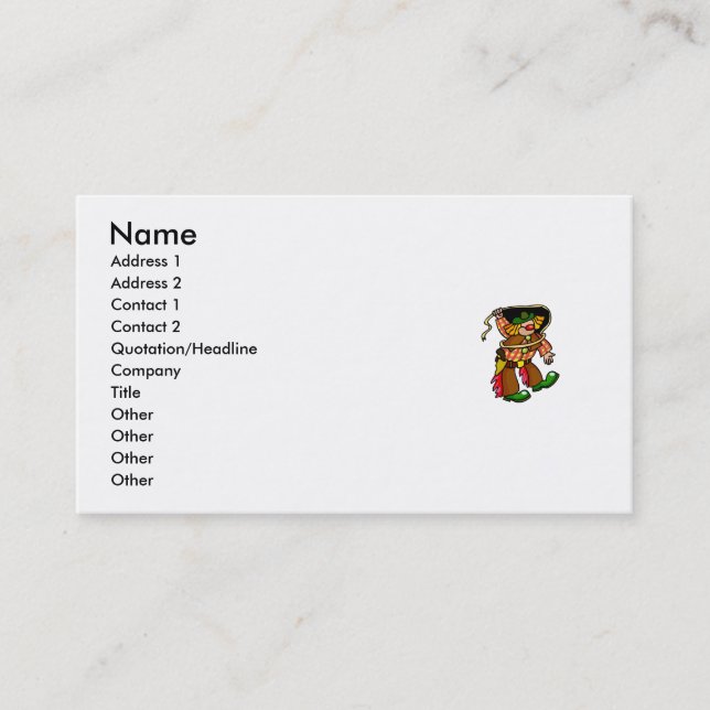 Carte De Visite Clown de rodéo (Devant)