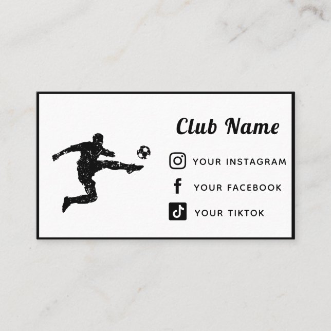 Carte De Visite Club Coach Soccer Simple Plateformes De Médias Soc (Devant)