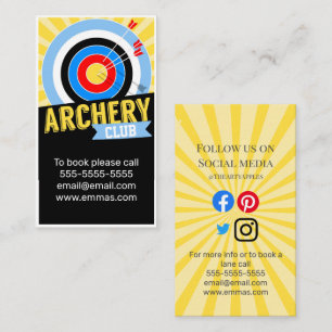 Carte De Visite club de sport tir à l'arc équipe de tir à l'arc