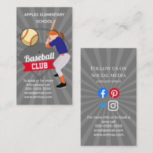 Carte De Visite club de sports softball équipe d'entraîneurs essai