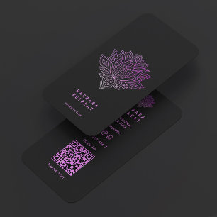 Carte De Visite Coach Bien-être Thérapeute Lotus Noir Violet