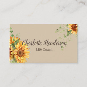 Carte De Visite Coach de bien-être Fleur de tournesol botanique