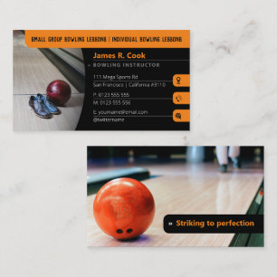 Carte De Visite Coach de Bowling Photo Sport noir