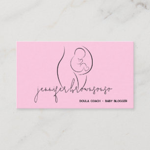 Carte De Visite Coach de naissance de doula unique minimal rose en