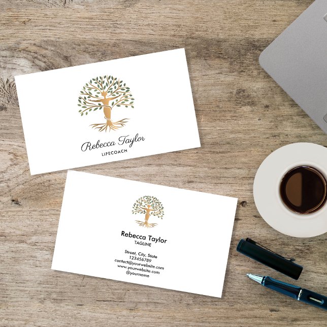 Carte De Visite coach de vie arbre de vie thérapeute yoga guérisse (Créateur téléchargé)