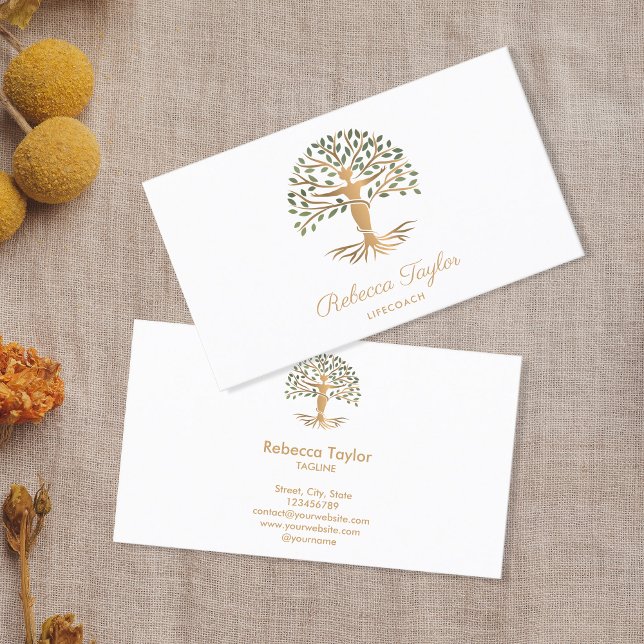Carte De Visite coach de vie arbre de vie thérapeute yoga guérisse (Créateur téléchargé)