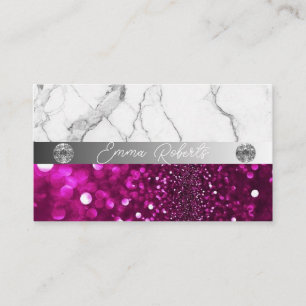 Carte De Visite Coach en diamant rose foncé en marbre d'argent