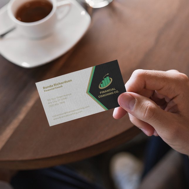 Carte De Visite Coach financier professionnel noir | Blanc (Créateur téléchargé)