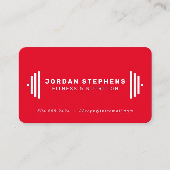 Carte De Visite coach fitness moderne rouge (Devant)