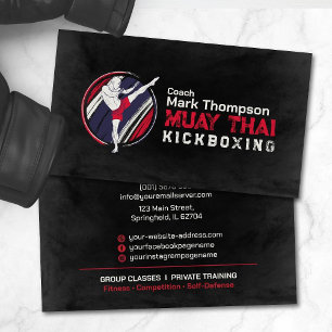 Carte De Visite Coach Muay Thai et Kickboxing - Blue Red Business