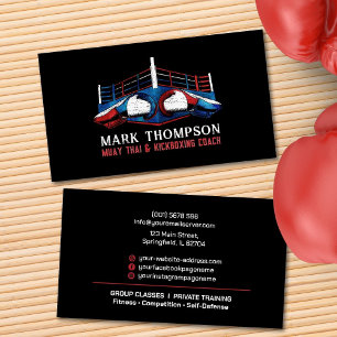Carte De Visite Coach Muay Thai et Kickboxing - Gants et anneau