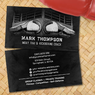 Carte De Visite Coach Muay Thai et Kickboxing - Gants et anneau