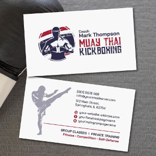 Carte De Visite Coach Muay Thai et Kickboxing - Rouge Bleu