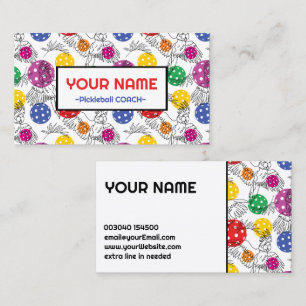 Carte De Visite Coach Pickleball perroquets et pickeballs