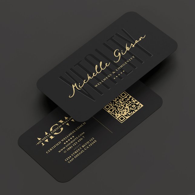Carte De Visite Coach Wellness Moderne Diététiste Noir (Modern Wellness Coach Dietitian Black Business Card
)