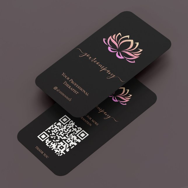 Carte De Visite Coach Wellness Thérapiste Élégant Rose Noir (Therapist Wellness Coach Elegant Black Pink Business Card
)