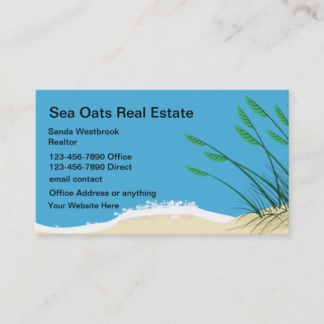 Carte De Visite Coastal Beach Real Estate Agent (Devant)