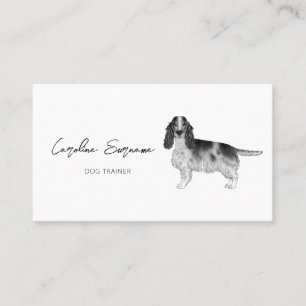 Carte De Visite Cocker Spaniel En Noir Et Blanc & Texte Personnali