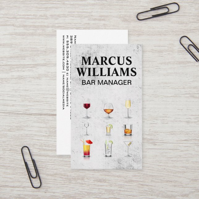 Carte De Visite Cocktail (Devant/Arrière en situation)