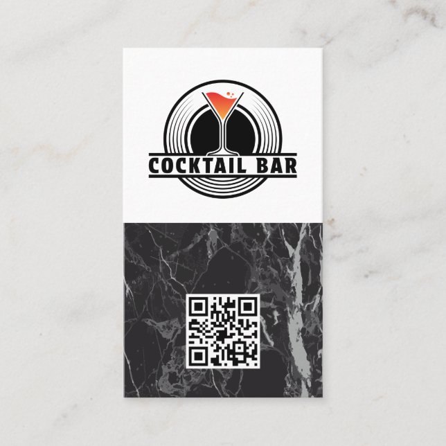 Carte De Visite Cocktail Bar Logo Graphic | QR Code (Devant)