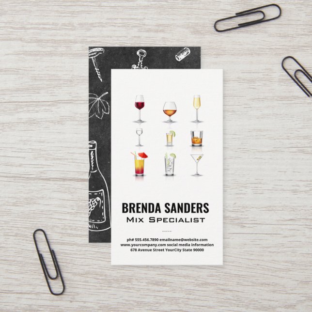 Carte De Visite Cocktail | Barman (Devant/Arrière en situation)