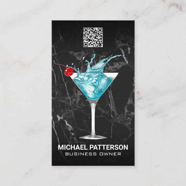 Carte De Visite Cocktail Blue Martini Splash (Devant)