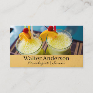 Carte De Visite Cocktail Boissons avec garniture   Mixologie