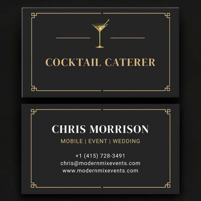 Carte De Visite Cocktail Caterer Professional (Créateur téléchargé)