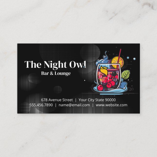 Carte De Visite Cocktail de Berry mixte | Bar Lounge (Devant)