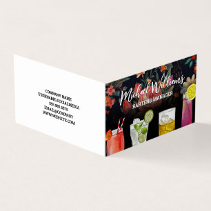 Carte De Visite Cocktail Mix Boissons Arrière - plan floral