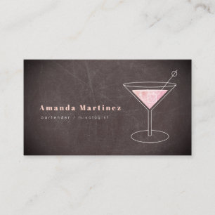 Carte De Visite Cocktail rose Bartender Mixologue Chalkboard