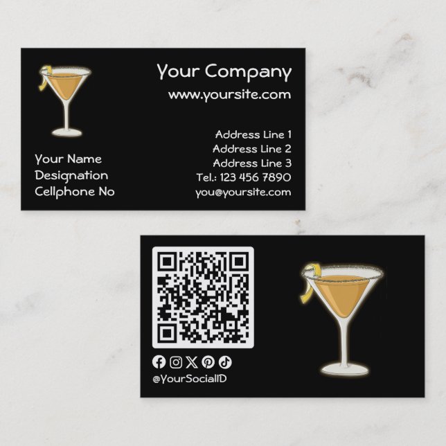 Carte De Visite Cocktail Sidecar (Devant / Derrière)