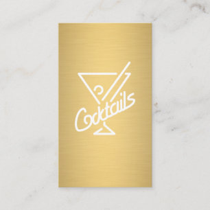 Carte De Visite Cocktails / Barman (métal or)