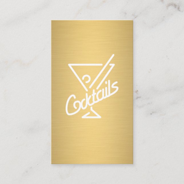 Carte De Visite Cocktails / Barman (métal or) (Devant)